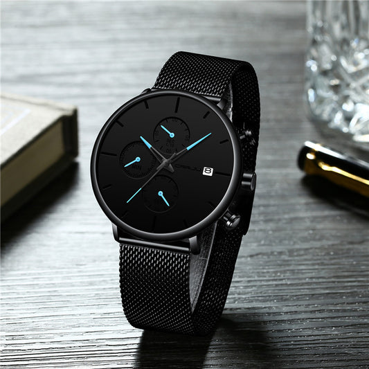 Elegance black water resistant watch