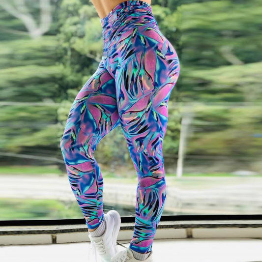 Pantalones deportivos de cintura alta con estampado de colores