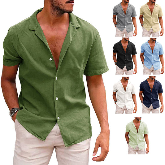 Camisa de playa de manga corta con botones para hombre