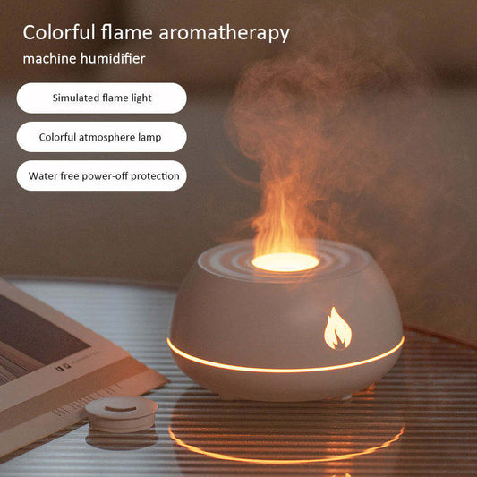 Humidificador de llama, difusor de aromaterapia para el hogar con luz de 7 colores, USB capacidad de 130ML