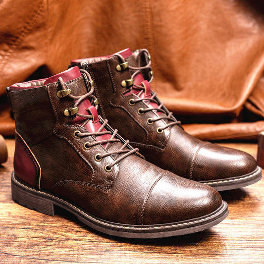 Zipper Leather Martin Boots