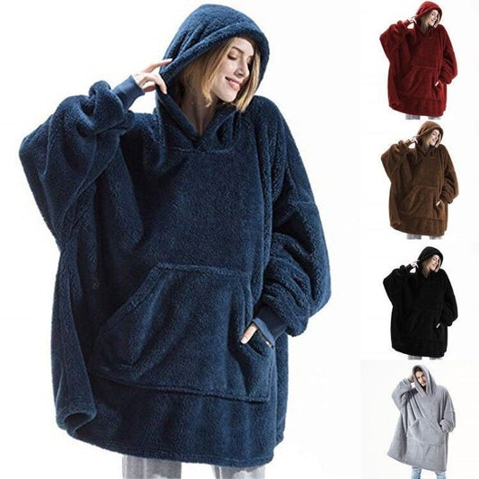 Sudadera con capucha y bolsillo grande, suéter, cómoda, holgada, de doble cara, polar.