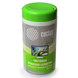  Салфетки Cactus CS-1001PE для экранов и оптики туба 100шт влажных 