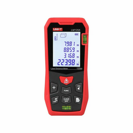  Лазерный дальномер UNI-T LM120A диапазон расстояний (120 м), тип дисплея (ЖК), единицы измерения (м/фут/дюйм), основа измерения (спереди/сзади), 