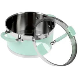  Кастрюля LARA LR02-543 (нерж) mint 22x12см, 4,4л, носик, индукционное дно, крышка с бортом 