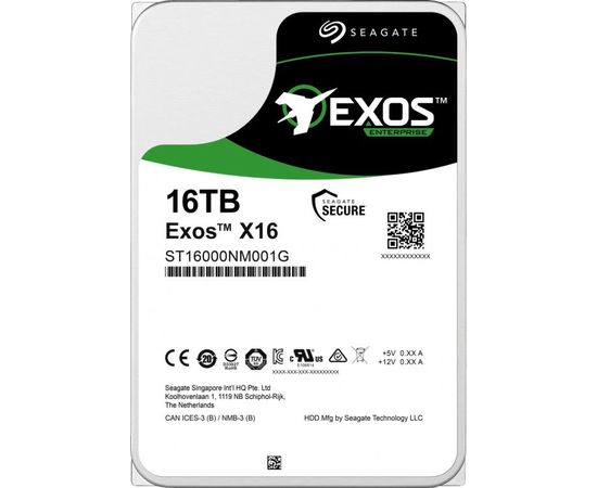  HDD Server Seagate Exos X16 (ST16000NM001G) 512E/4KN (3.5', 16TB, SATA 6Gb/s / 7200rpm) 