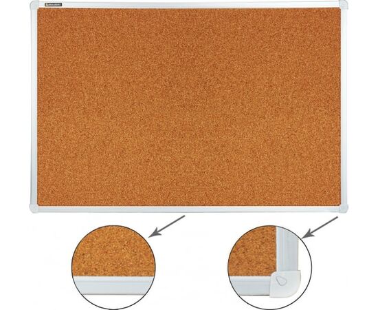  Доска пробковая для объявлений BRAUBERG 231712 60х90см, алюминиевая рамка 