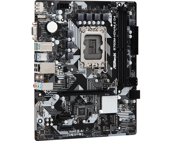 MB s1700 ASRock B760M-HDV/M.2 D4 Intel B760, 2xDDR4-3200 МГц, 1xPCI-Ex16, 2xM.2, Micro-ATX 