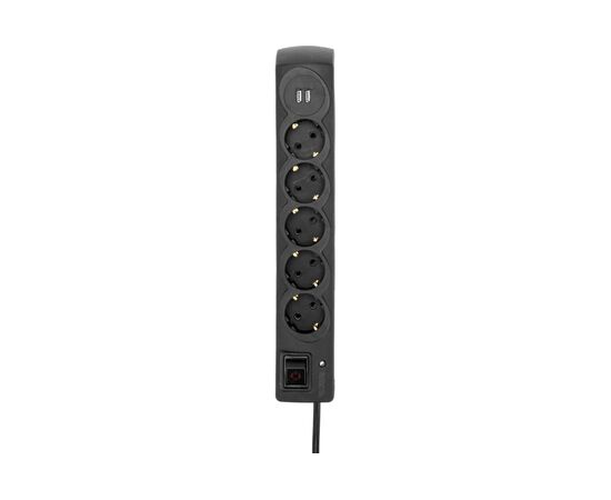  Фильтр сетевой KRANZ 13-4702 5 гнезд, 3м, 3х1,5мм², с автовыкл, 2 USB, черный 