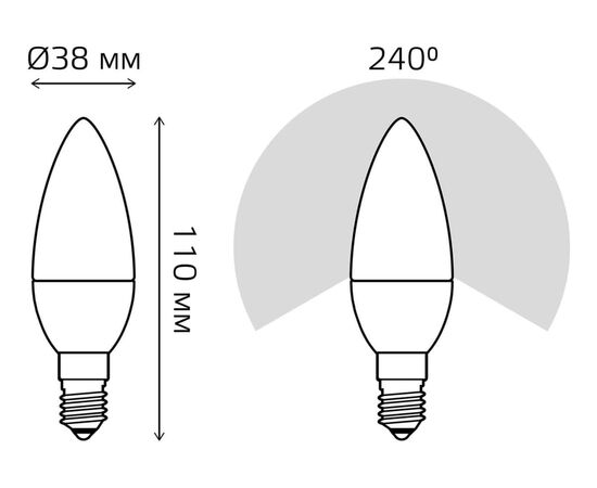  Лампа светодиодная Gauss 103101307-D 7Вт цок.E14 свеча 150B 6500K св.свечения белый холодный уп/1шт 