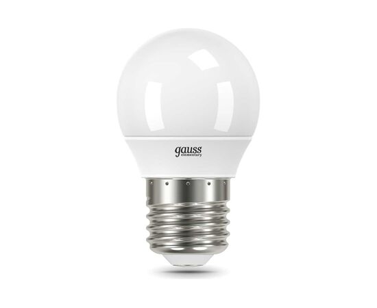  Лампа светодиодная Gauss Elementary 53236 6Вт цок.E27 шар 220B 6500K св.свечения белый холодный уп/10шт 