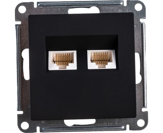  Розетка компьютерная Schneider Electric AtlasDesign ATN001085 двойная RJ45+RJ45, кат.5E, Карбон 
