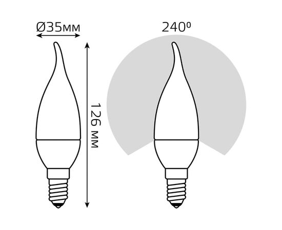  Лампа светодиодная Gauss 104101307 6.5Вт цок.E14 свеча 220B 6500K св.свечения белый холодный уп/10шт 