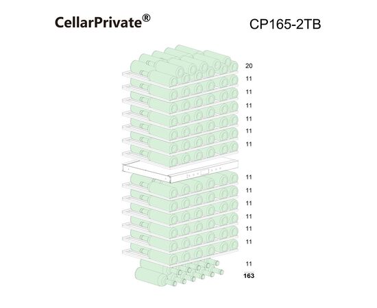  Винный шкаф Cellar Private CP165-2T (00-00000065) черный, серебристая дверь 