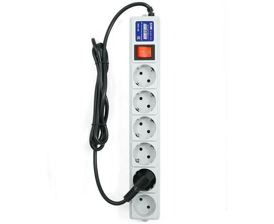  Сетевой фильтр Power cube SPG(5+1)-B-10 5м 6 розеток серый (коробка) 