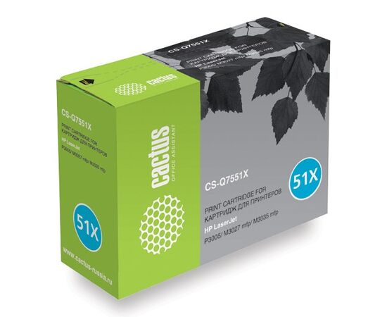  Тонер Картридж Cactus CS-Q7551XS черный для HP Laser Jet P3005/M3027/M3035 (13000стр.) 