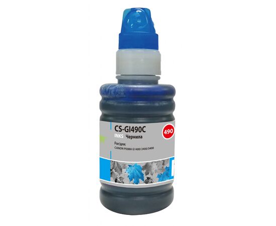  Чернила Cactus CS-GI490C GI-490 голубой 100мл для Canon Pixma G1400/G2400/G3400 