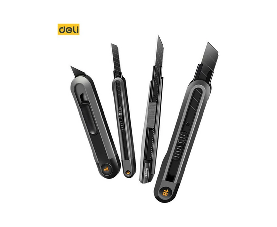  Технический нож Deli Home Series Black HT4009 ширина лезвия 9мм, эксклюзивный дизайн, корпус из высококачественного софттач пластика 