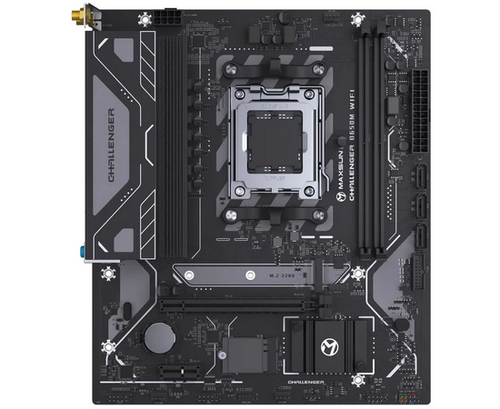  MB sAM5 Maxsun MS-Challenger B650M Wifi (6940709695456), AMD B650, 2xDDR5-4800 МГц, 1xPCI-Ex16, 1xM.2, Micro-ATX 