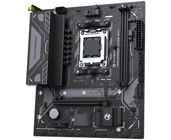  MB sAM5 Maxsun MS-Challenger B650M Wifi (6940709695456), AMD B650, 2xDDR5-4800 МГц, 1xPCI-Ex16, 1xM.2, Micro-ATX 