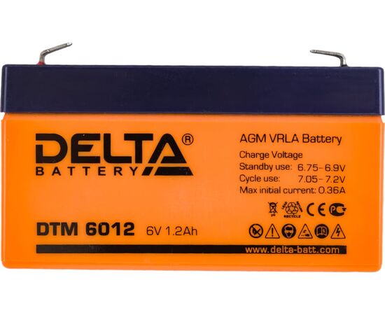  Батарея Delta DTM 6012 (1.2Ач, 6В) свинцово- кислотный аккумулятор 
