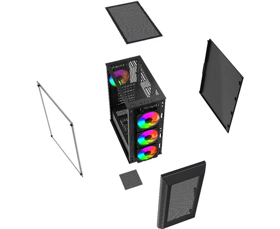  Корпус Powercase Mistral S4B (CMSB-L4), Tempered Glass, 4x 120mm FRGB Fans, чёрный, ATX 